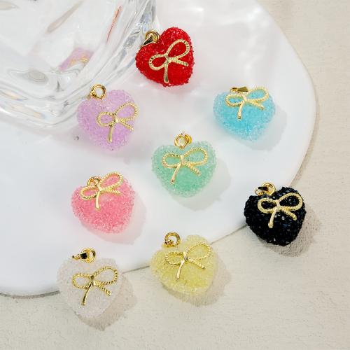 Resin Brass Pendants, with Brass, Heart, gold color plated, fashion jewelry & DIY 20mm 