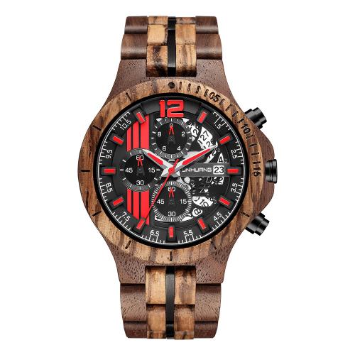 Men Wrist Watch, Glass, with Wood, Life water resistant & fashion jewelry & Chinese movement & multifunctional & for man Approx 20.6 cm 
