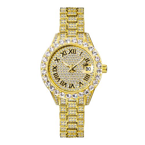Bracelets de montre pour femmes, verre, Résistant à l’eau de vie & bijoux de mode & mouvement japonais & avec strass, plus de couleurs à choisir Environ 18.5 cm, Vendu par PC