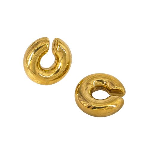 boucle d'oreille de clip en inox, Acier inoxydable 304, Plaqué or 18K, bijoux de mode & pour femme, doré, 30mm, Vendu par paire