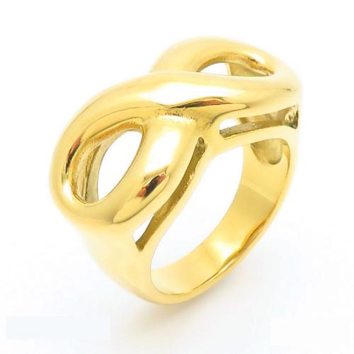 Edelstahl Fingerring, 304 Edelstahl, Nummer 8, Vakuum-Ionen-Beschichtung, Modeschmuck & verschiedene Größen vorhanden & für Frau, goldfarben, verkauft von PC