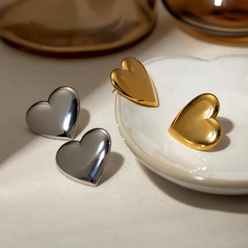 Edelstahl Stud Ohrring, 304 Edelstahl, Herz, plattiert, Modeschmuck, keine, 24x23mm, verkauft von Paar