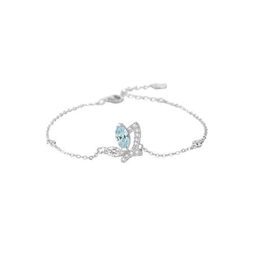Cubic Zirconia Micro Pave Sterling Silver Bracelet, 925 Sterling Silver, with 4CM extender chain, micro pave cubic zirconia & for woman, platinum color Approx 15.5 cm 