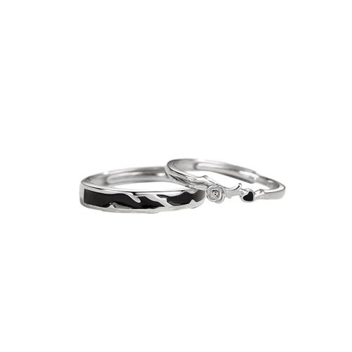 Anillo de dedo Zirconia Micro Pave Sterling Silver Cubic, plata de ley 925, unisexo & diferentes estilos para la opción & pegamento de gota, color de platina, Vendido por UD