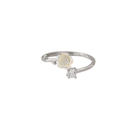 Cubic Zirconia anillo de dedo de plata esterlina, plata de ley 925, con El plastico, micro arcilla de zirconia cúbica & para mujer, más colores para la opción, Vendido por UD