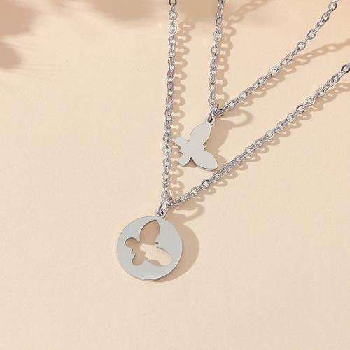 Stainless Steel Jewelry Necklace, 304 Stainless Steel, with 5cm extender chain, polished, 2 pieces & for woman, original color cm 