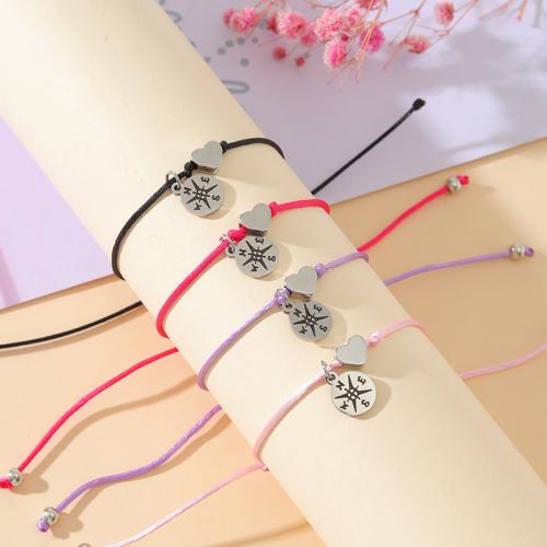Fashion Create Wax Cord Bracelets, 304 Stainless Steel, with Wax Cord, polished, for woman Approx 16-28 cm 