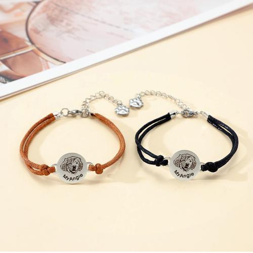 Fashion Create Wax Cord Bracelets, Zinc Alloy, with Wax Cord, with 5cm extender chain, polished, for woman .5 cm 