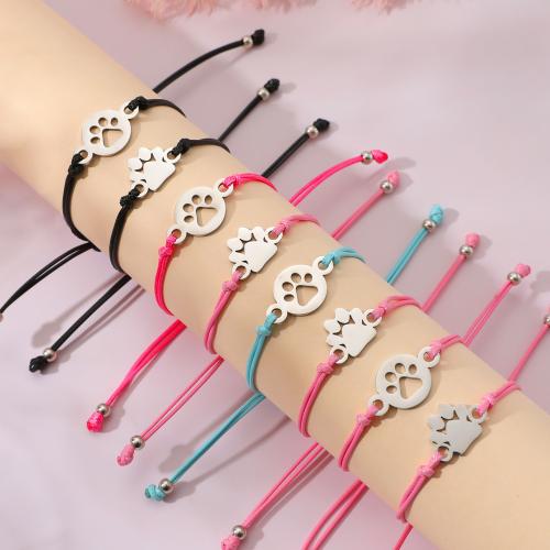 Fashion Create Wax Cord Bracelets, 304 Stainless Steel, with Wax Cord, polished, 2 pieces & for woman Approx 16-28 cm 