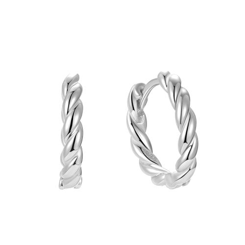 925 Sterling Silver Huggie Hoop Earring, for woman & hollow 14mm 