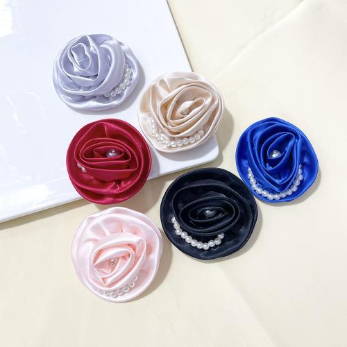 Cloth Brooch, with Plastic Pearl, Rose, handmade, for woman 80mm 