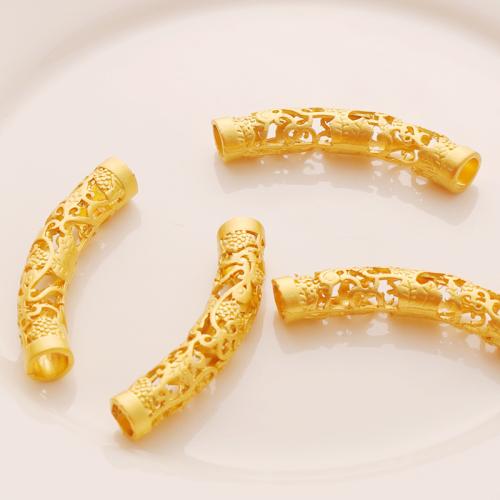 laiton perles tube incurvé, Placage de couleur d'or, DIY & creux Vendu par PC