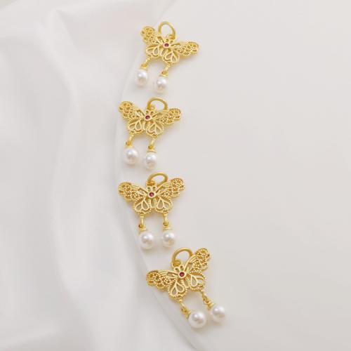 Zinc Alloy Jingle Bell for Christmas Decoration, with Shell Pearl, Butterfly, gold color plated, DIY, white 