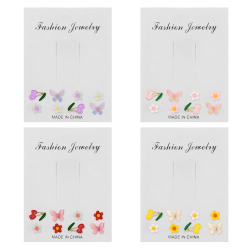 Resin Zinc Alloy Earring, with Resin, 8 pieces & fashion jewelry & for woman & enamel 