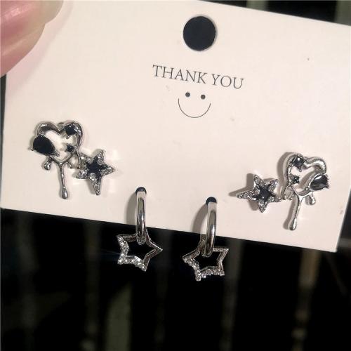 Zinc Alloy Stud Earring, with Crystal, plated, fashion jewelry & for woman 