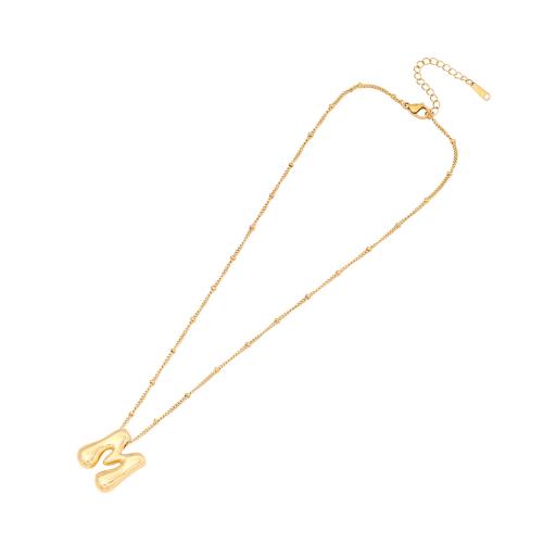 304 Edelstahl Halskette, mit Verlängerungskettchen von 2inch, Alphabet-Buchstabe, goldfarben plattiert, verschiedene Stile für Wahl & für Frau, Länge:ca. 15.7 ZollInch, verkauft von PC