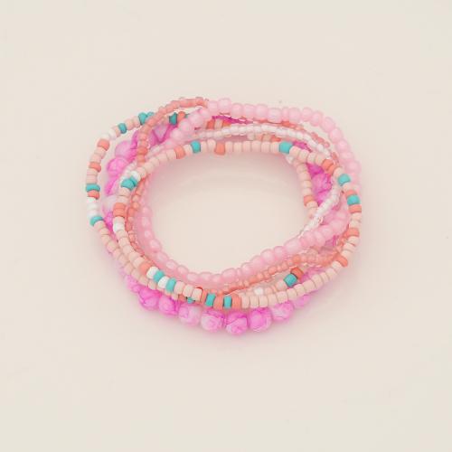 Glass Seed Beads Bracelet Set, Star, multilayer & Bohemian style & for woman Approx 7 Inch 