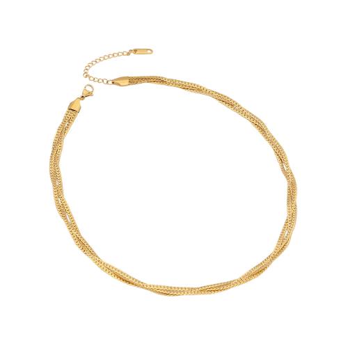 304 Edelstahl Halskette, mit Verlängerungskettchen von 2inch, goldfarben plattiert, verschiedene Stile für Wahl & für Frau, Länge:ca. 15.7 ZollInch, verkauft von PC