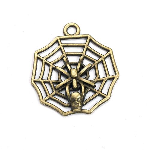 Zinc Alloy Hollow Pendants, Spider Web, antique bronze color plated, DIY 