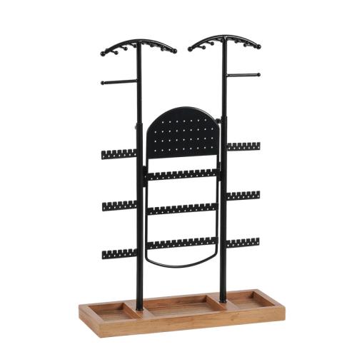 Multi Purpose Jewelry Display, Iron, with Wood, durable & multilayer black 