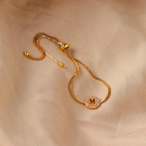 Rhinestone Brass Bracelets, Adjustable & fashion jewelry & for woman & with rhinestone Approx 13 cm 
