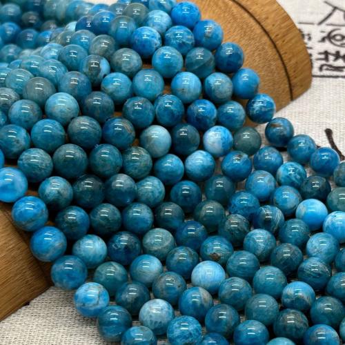 Apatit Perlen, Apatite, rund, poliert, Modeschmuck & DIY & verschiedene Größen vorhanden, blau, Länge:ca. 35-40 cm, verkauft von Strang