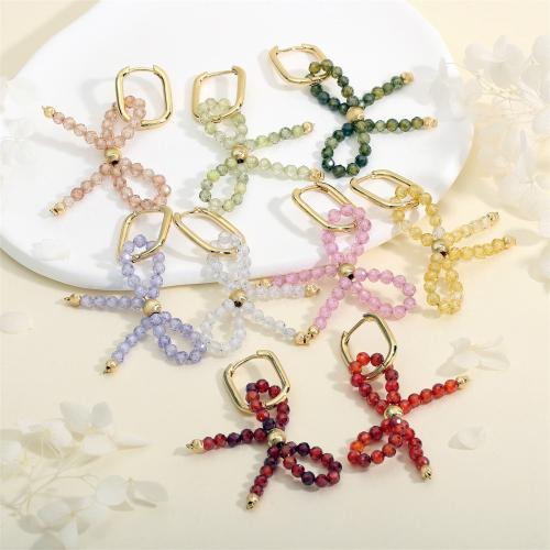 Boucles d'oreilles en laiton zircon cubique, avec zircon cubique, Noeud papillon, Placage de couleur d'or, bijoux de mode & pour femme, plus de couleurs à choisir Vendu par paire