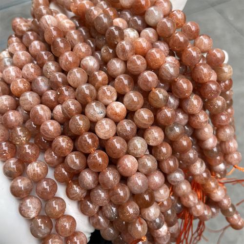 Sonnenstein Perle, rund, Modeschmuck & DIY & verschiedene Größen vorhanden, gemischte Farben, Länge:ca. 38 cm, verkauft von Strang