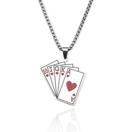 Stainless Steel Jewelry Necklace, 304 Stainless Steel, Poker, fashion jewelry & Unisex, original color Approx 60 cm 
