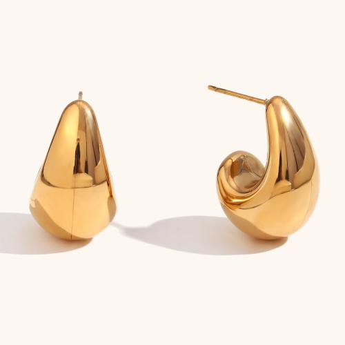 Edelstahl Stud Ohrring, 316 L Edelstahl, 18K vergoldet, Modeschmuck & für Frau, goldfarben, 23x14.1mm, verkauft von Paar[