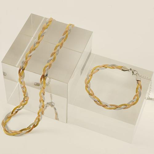 Fashion Stainless Steel Jewelry Sets, 304 Stainless Steel, 18K gold plated, fashion jewelry & Unisex 