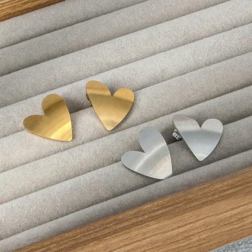 Stainless Steel Stud Earring, 304 Stainless Steel, Heart, Vacuum Ion Plating, fashion jewelry & for woman 