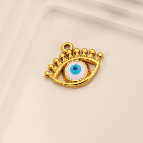 Fashion Evil Eye Pendant, 304 Stainless Steel, DIY & enamel, golden 