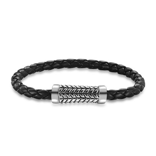 PU Leather Cord Bracelets, with 304 Stainless Steel, fashion jewelry & for man, black, 10mm Approx 21 cm 