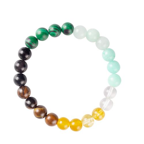 Bracelets en pierres précieuses, pierre gemme, Rond, bijoux de mode & unisexe, multicolore Environ 20.32 cm, Vendu par PC