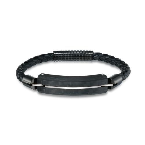 PU Leather Cord Bracelets, with 304 Stainless Steel, Vacuum Ion Plating, fashion jewelry & for man 12mm Approx 21 cm 