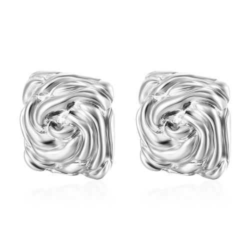 Stainless Steel Stud Earring, 304 Stainless Steel, Square, Vacuum Ion Plating, fashion jewelry & for woman 