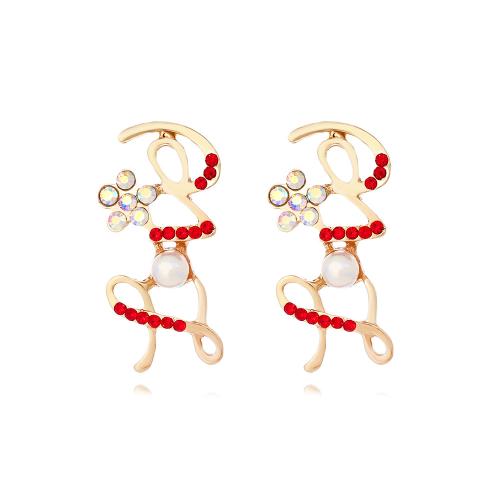 Plastic Pearl Zinc Alloy Earring, with Plastic Pearl, plated, fashion jewelry & with rhinestone 