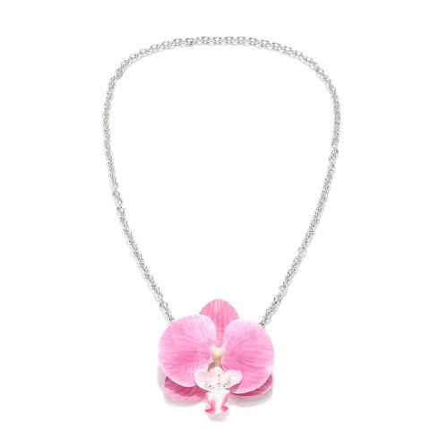 Zink Legierung Halskette, Zinklegierung, mit Polyester, Blume, plattiert, Modeschmuck, keine, Länge:86 cm, verkauft von PC