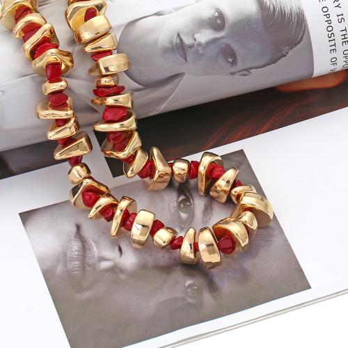 Collar de cuerda de cera resina, con Piedras preciosas, con 5cm extender cadena, Joyería, dorado, longitud:42 cm, Vendido por UD