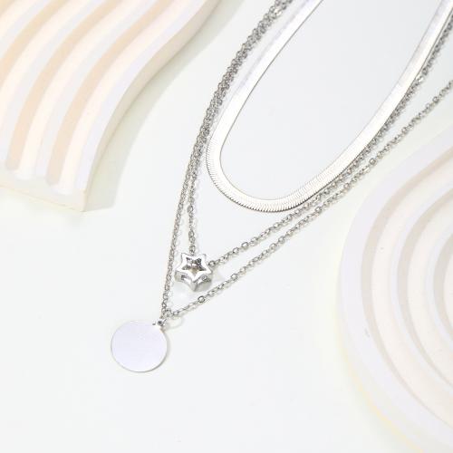 Zinc Alloy Necklace, three layers & fashion jewelry & for woman, original color 