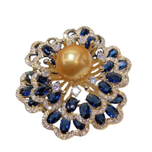 Zinc Alloy Jewelry Brooch, with Plastic Pearl, plated, for woman & with rhinestone 45mm 