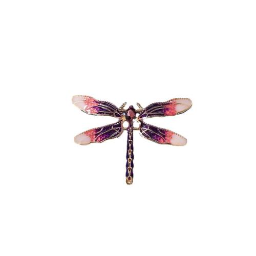 Zinc Alloy Jewelry Brooch, with Crystal, Dragonfly, plated, for woman 