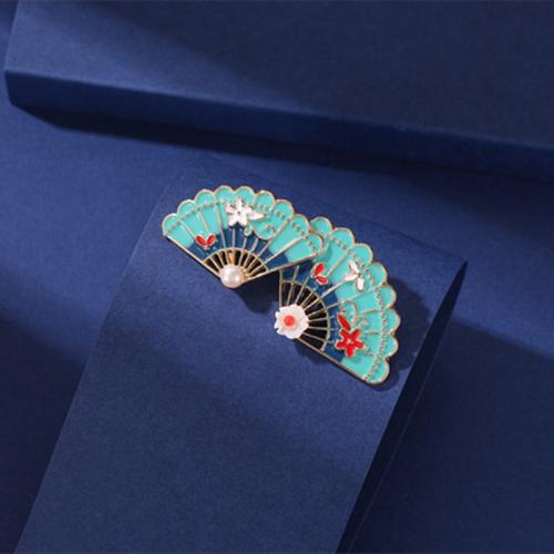 Zinc Alloy Jewelry Brooch, with Shell & Freshwater Pearl, plated, for woman & enamel, blue 