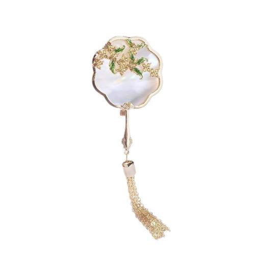 Zinc Alloy Jewelry Brooch, with Shell, plated, for woman & enamel, golden 