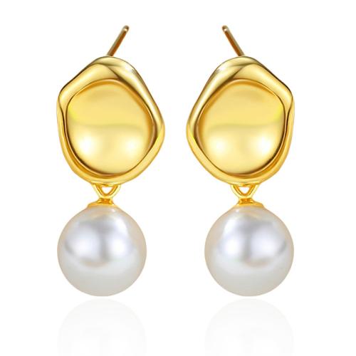 Sterling Silver Drop Earring, 925 Sterling Silver, with Plastic Pearl, for woman 