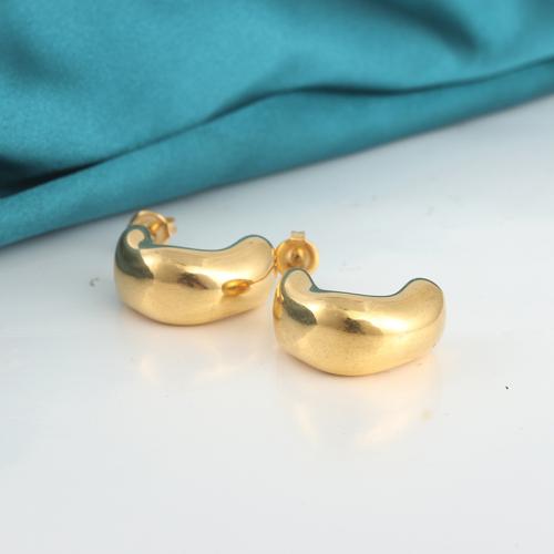 Titanium Steel Earrings, polished, for woman, golden 