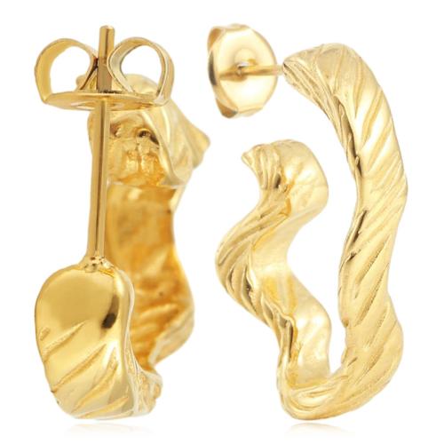 Titan Stahl Ohrringe, Titanstahl, plattiert, für Frau, goldfarben, 18x6x28mm, verkauft von Paar