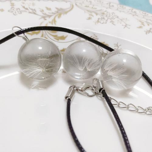 Glas Perlen Emaille Halskette, mit Getrocknete Blumen & Wachsschnur, verschiedene Stile für Wahl & für Frau, weiß, Circumference -20cm and below, verkauft von PC
