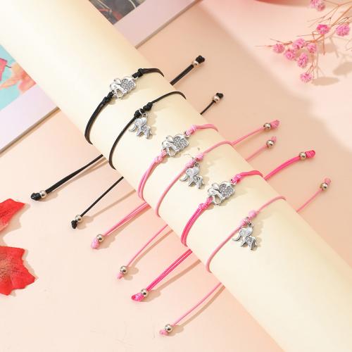 Fashion Create Wax Cord Bracelets, Zinc Alloy, with Wax Cord, 2 pieces & for woman & with rhinestone 